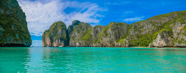 Maya bay with turqoise water in Phi phi islands Krabi Thailand