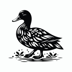 Black a duck silhouette vector illustration on white background