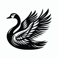 Black a duck silhouette vector illustration on white background