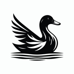 Obraz premium Black a duck silhouette vector illustration on white background