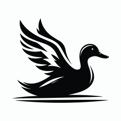 Fototapeta premium Black a duck silhouette vector illustration on white background