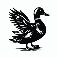 Black a duck silhouette vector illustration on white background