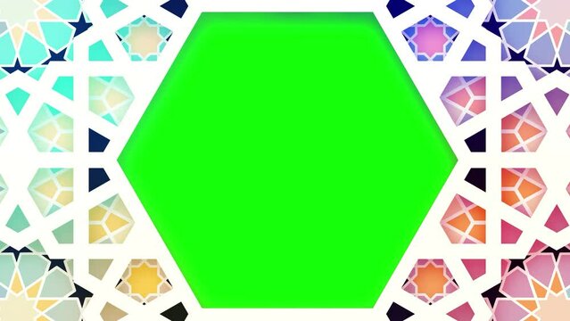 Green screen frame Islamic colored background