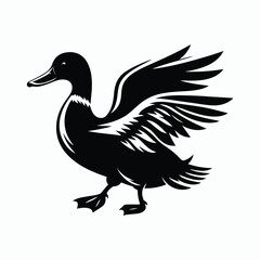 Black a duck silhouette vector illustration on white background