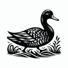 Black a duck silhouette vector illustration on white background