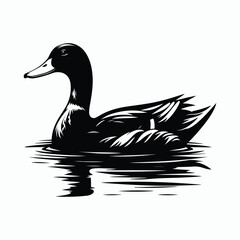 Black a duck silhouette vector illustration on white background
