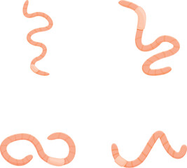Fototapeta premium Earthworm icons set cartoon vector. Amusing adorable earthworm. Insect, nature