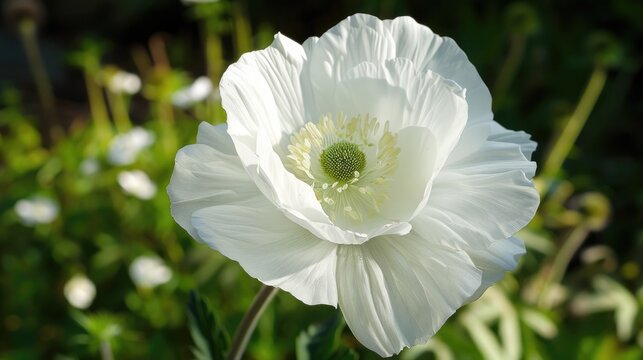 A white flower photographed in a garden