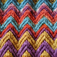 Fototapeta premium Close-up of colorful braided yarn texture.