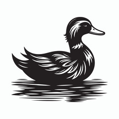 Black a duck silhouette vector illustration on white background