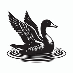 Black a duck silhouette vector illustration on white background