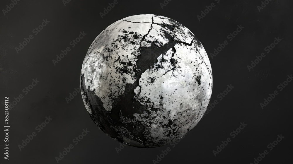 Wall mural a dynamic 3d rendering showcases an abstract artwork featuring a partially damaged black and white s