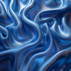 Obraz premium Luxurious soft draped light blue satin fabric with smooth texture, elegant and shiny material.