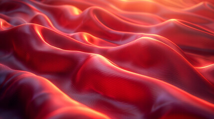 Fototapeta premium Luxurious soft draped red satin fabric with smooth texture, elegant and shiny material.