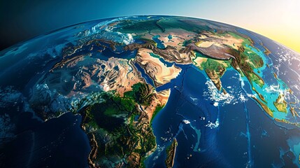 Fototapeta premium A globe of the world with the continents of Africa, Asia, and Europe
