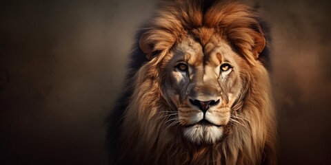 Lion king Portrait on black background, Portrait of majestic lion Magnificent
