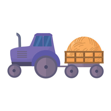 recommend clip art: Tractor and hay wagon icon clipart avatar logotype isolated vector illustration