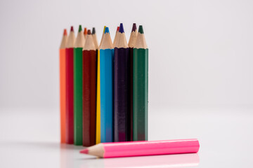 Colored pencils for school, background with colorful pencils, colorful pencils isolated on white background,color pencils with different color,colorful crayons background 