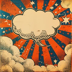 Retro Comic Book Thought Bubble Word Cloud Backdrop, Humorous and Fun Cartoon App Wallpaper, Blank Brand Label Marketing Background