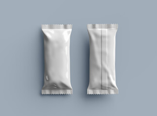 3D render for a glossy generic, sealed ice-cream packaging bag with crimped edges on a light background