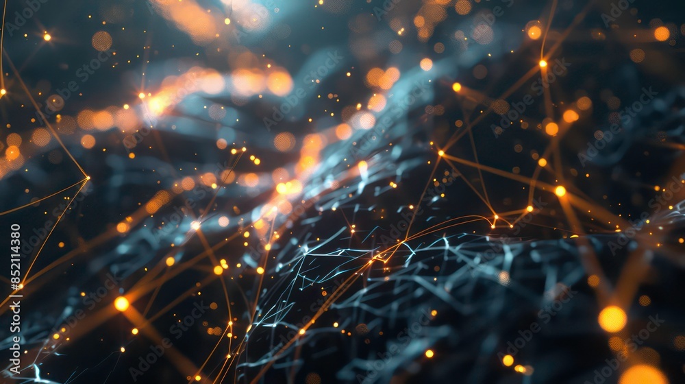 Poster glowing nodes and lines: incorporate glowing nodes and connecting lines to add a sense of energy and