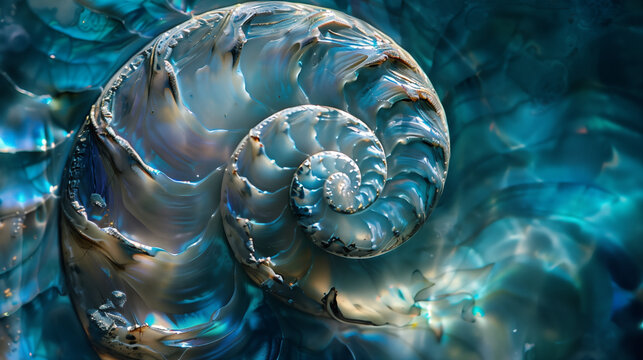 abstract background from abalone shell with spiral.