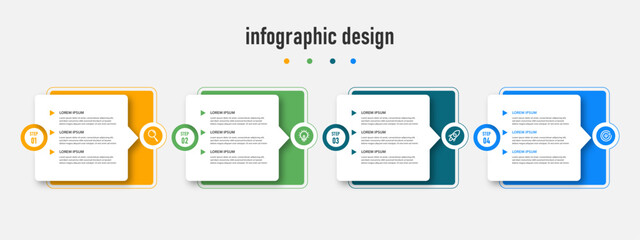 Modern  design template for infographics timeline with 4 steps, options. can be used for workflow diagram, info chart, web design. vector illustration.
