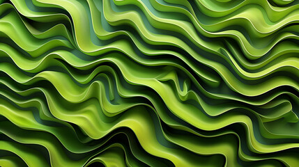 Fototapeta premium Abstract Green Wavy Texture: A Visual Symphony of Flowing Lines