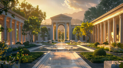 Fototapeta premium Majestic Neoclassical Architecture in Autumn Glory