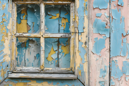 Peeled paint on a vintage window frame. - Powered by Adobe
