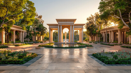 Majestic Neoclassical Architecture in Autumn Glory