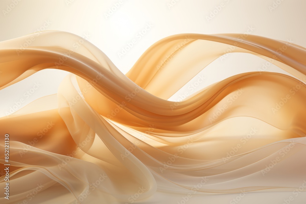 Fototapete 3d rendering of a flowing fabric on a white background