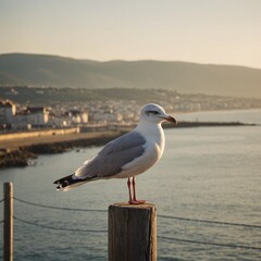 Obraz premium Majestic Seagull Coastal Serenity