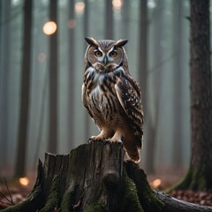 Fototapeta premium Mystical Owl in Twilight Forest