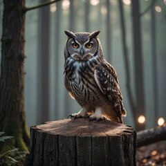Mystical Owl in Twilight Forest