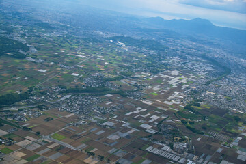 飛行機から見た熊本の街