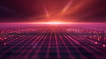 Futuristic AI technology themed thumbnail backdrop for versatile overlaying. The design features a high-resolution digital grid that extends into the horizon, in darker tones.