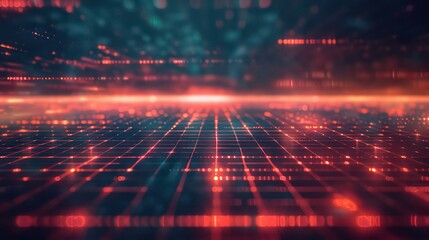 Futuristic AI technology themed thumbnail backdrop for versatile overlaying. The design features a high-resolution digital grid that extends into the horizon, in darker tones.