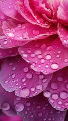 Fototapeta premium Pink peony petals with water droplets, in the style of macro photography