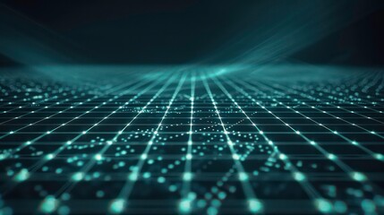 Futuristic AI technology themed thumbnail backdrop for versatile overlaying. The design features a high-resolution digital grid that extends into the horizon, in darker tones.