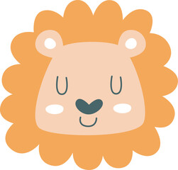 Handdrawn Dreaming Lion Head