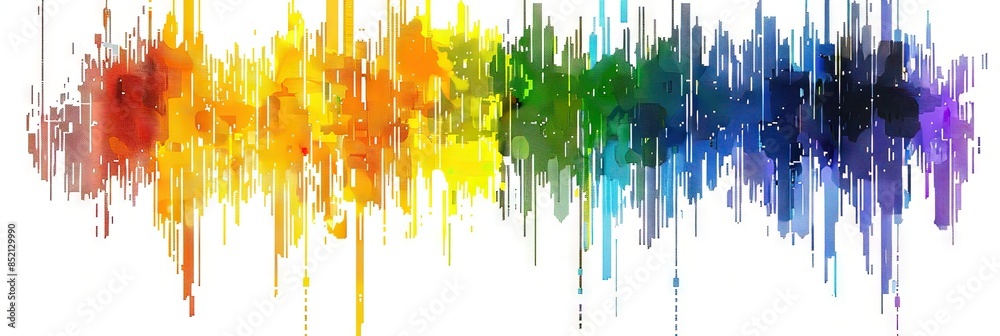 Wall mural rainbow colored digital pixel art, modern design, isolated on whit - Wall murals