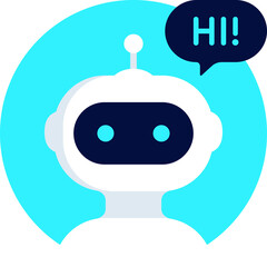 Chat bot icon design. Robot say Hi. Virtual smart assistant Bot icon. Chatbot symbol concept. Voice support service Chat bot. Vector illustration.