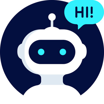 Chat bot icon design. Robot say Hi. Virtual smart assistant Bot icon. Chatbot symbol concept. Voice support service Chat bot. Vector illustration.