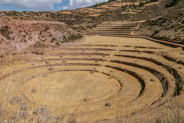 Woman model posing in the ruins of Moray Cusco