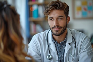 Obraz premium Doctor Listening to Patient in Office