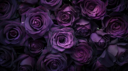 A luxurious backdrop of dark purple roses a single purple rose standing out against a black background a greeting card adorned with exquisite roses all captured in a rich dark toned image