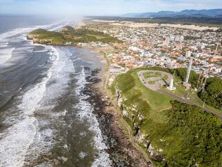 Aerial view of lighthouse, Cal beach and Guarita park
