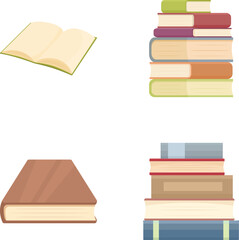 Collection of colorful cartoon book illustrations, perfect for educational and literary graphics