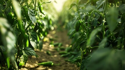 Naklejka premium Green chili tunnel farming in pakistan : Generative AI